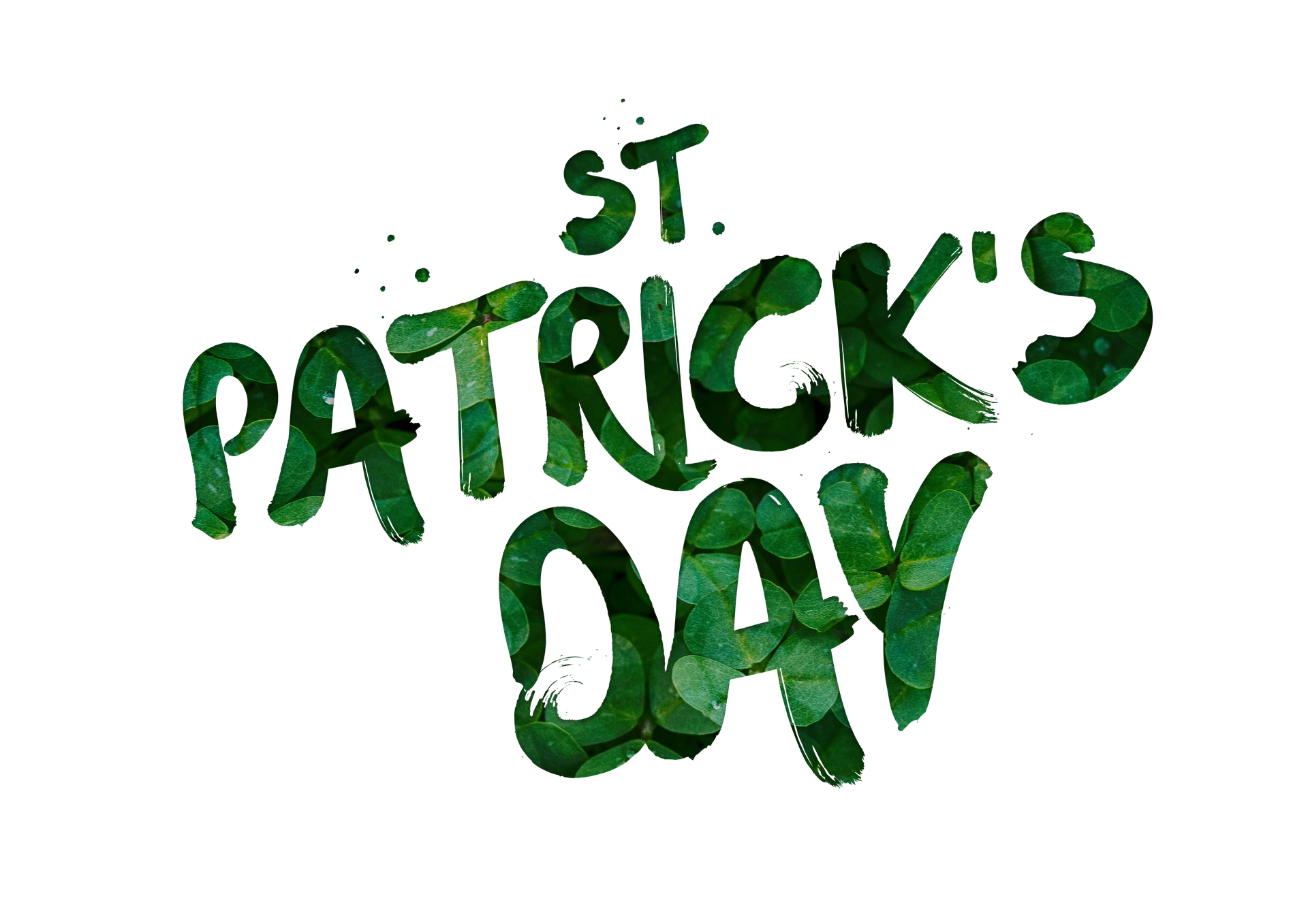 Grafik mit grüner Schrift Sankt Patricks Day